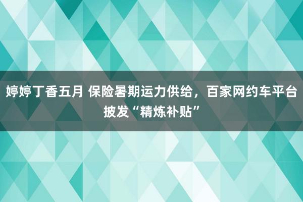 婷婷丁香五月 保险暑期运力供给，百家网约车平台披发“精炼补贴”