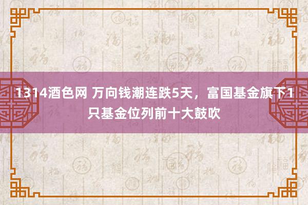 1314酒色网 万向钱潮连跌5天，富国基金旗下1只基金位列前十大鼓吹