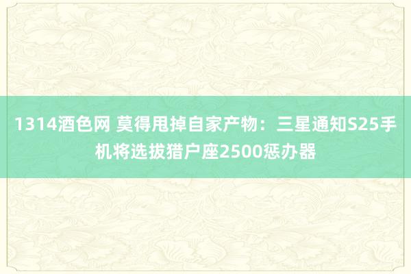 1314酒色网 莫得甩掉自家产物：三星通知S25手机将选拔猎户座2500惩办器