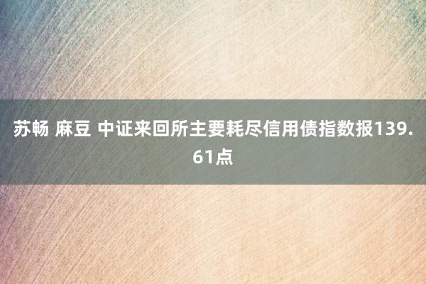 苏畅 麻豆 中证来回所主要耗尽信用债指数报139.61点