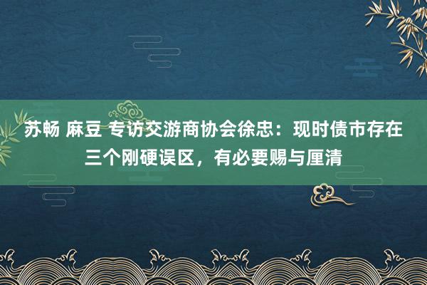 苏畅 麻豆 专访交游商协会徐忠：现时债市存在三个刚硬误区，有必要赐与厘清