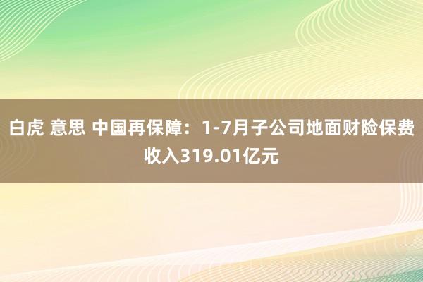 白虎 意思 中国再保障：1-7月子公司地面财险保费收入319.01亿元